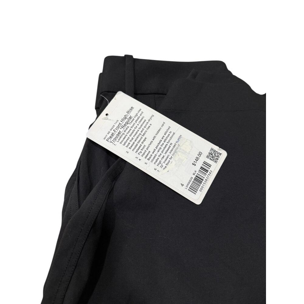 Lululemon Pleat Front High Rise Trouser Pants Black Regular 32" NWT 4 - Picture 3 of 5